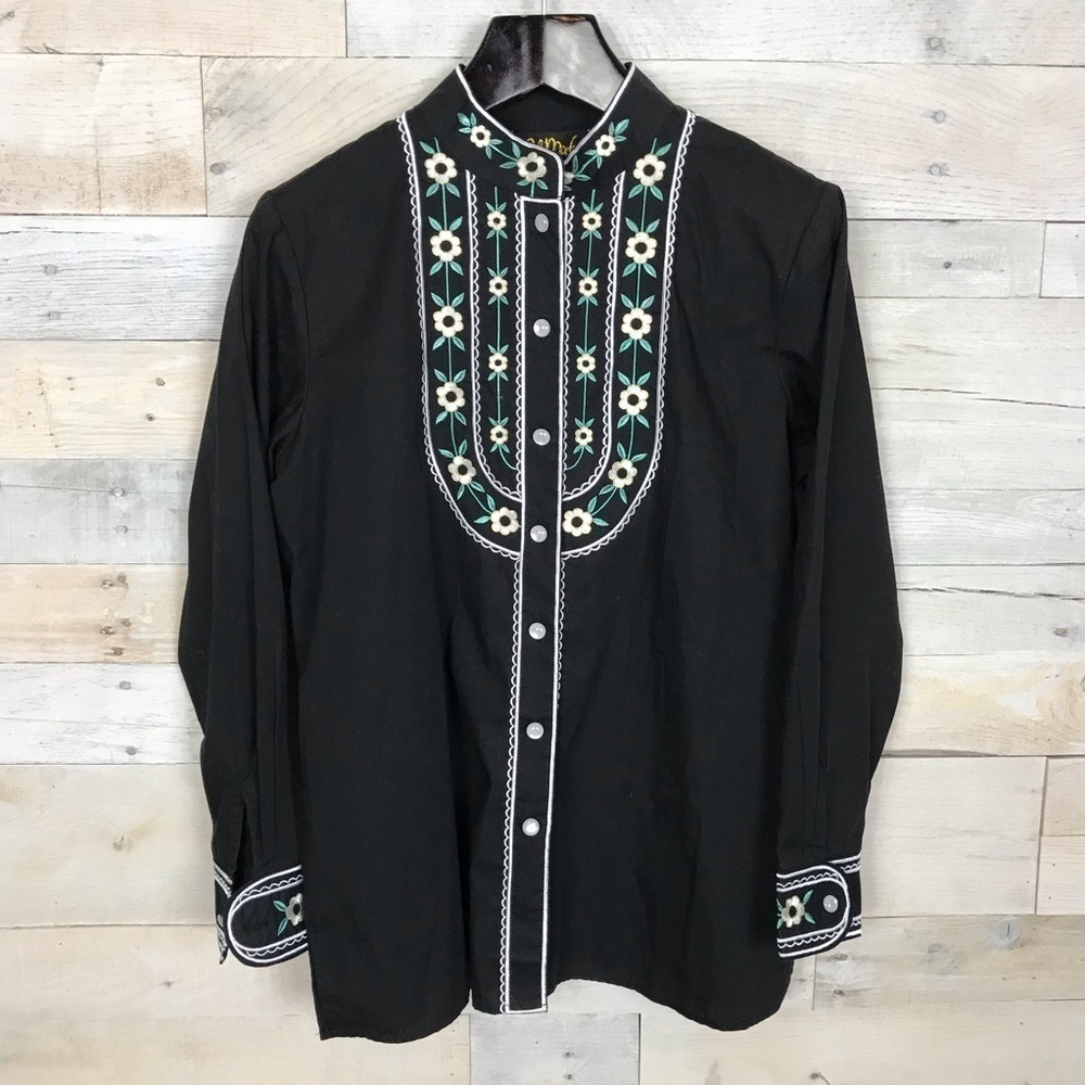 Bob Mackie Black Embroidered Blouse Small